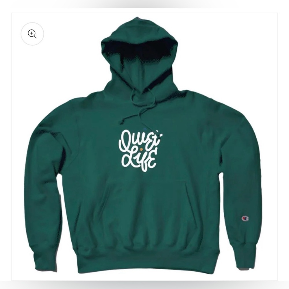 THE QUIET LIFE EMBROIDERED AUSSIE CHAMP HOODIE HUNTER GREEN SIZE: LARGE